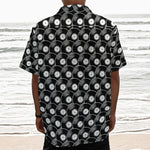 Black Vinyl Record Pattern Print Textured Short Sleeve Shirt