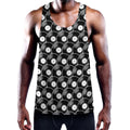 Black Vinyl Record Pattern Print Men's Workout Tank Top
