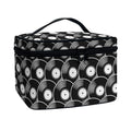 Black Vinyl Record Pattern Print Travel Makeup Bag