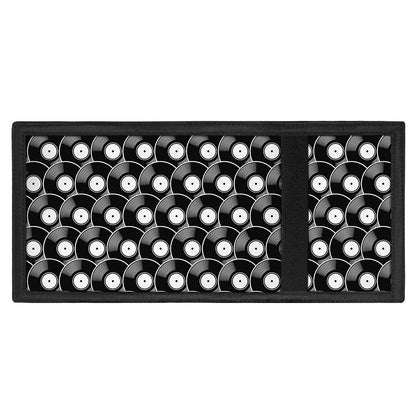 Black Vinyl Record Pattern Print Trifold Wallet