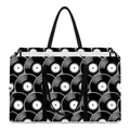 Black Vinyl Record Pattern Print Utility Tote Bag