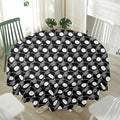 Black Vinyl Record Pattern Print Waterproof Round Tablecloth