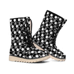 Black Vinyl Record Pattern Print Winter Boots