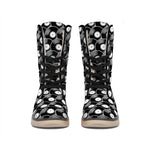 Black Vinyl Record Pattern Print Winter Boots