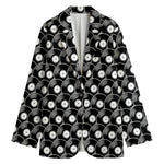 Black Vinyl Record Pattern Print Women's Blazer