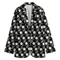 Black Vinyl Record Pattern Print Women's Cotton Blazer
