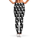 Black Vinyl Record Pattern Print Women's Leggings