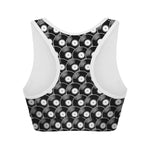 Black Vinyl Record Pattern Print Women's Sports Bra