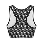 Black Vinyl Record Pattern Print Women's Sports Bra