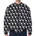 Black Vinyl Record Pattern Print Zip Sleeve Bomber Jacket