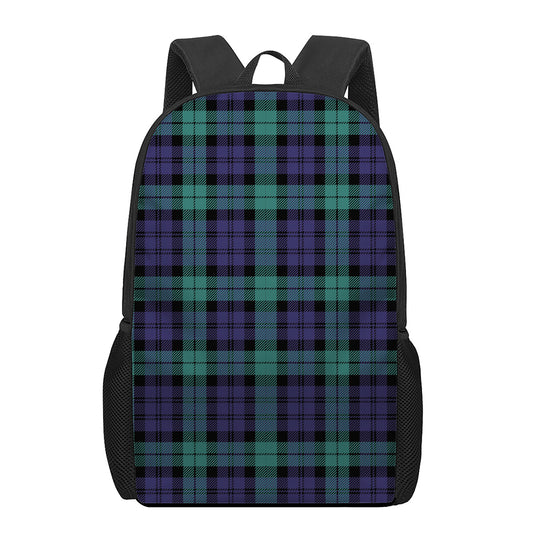 Black Watch Scottish Tartan Print 17 Inch Backpack