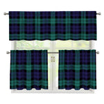 Black Watch Scottish Tartan Print 3 Piece Kitchen Curtains