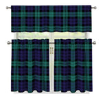 Black Watch Scottish Tartan Print 3 Piece Kitchen Curtains