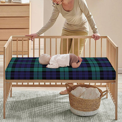 Black Watch Scottish Tartan Print Baby Crib Sheet