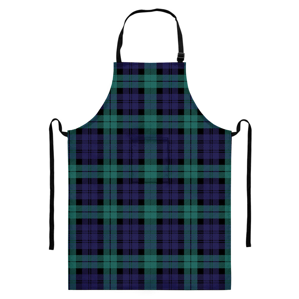 Black Watch Scottish Tartan Print Bib Apron With Pocket