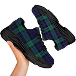 Black Watch Scottish Tartan Print Black Chunky Shoes