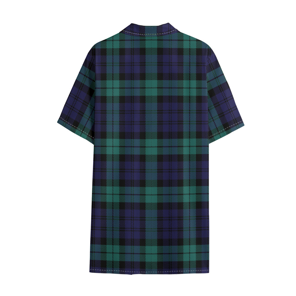 Black Watch Scottish Tartan Print Cotton Hawaiian Shirt