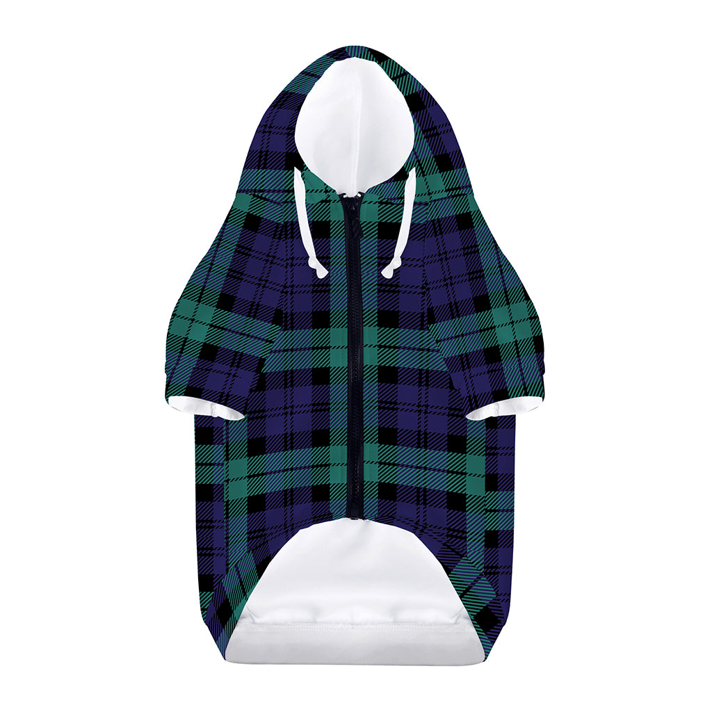 Black Watch Scottish Tartan Print Dog Zip Up Hoodie