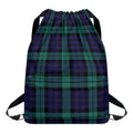 Black Watch Scottish Tartan Print Drawstring Backpack