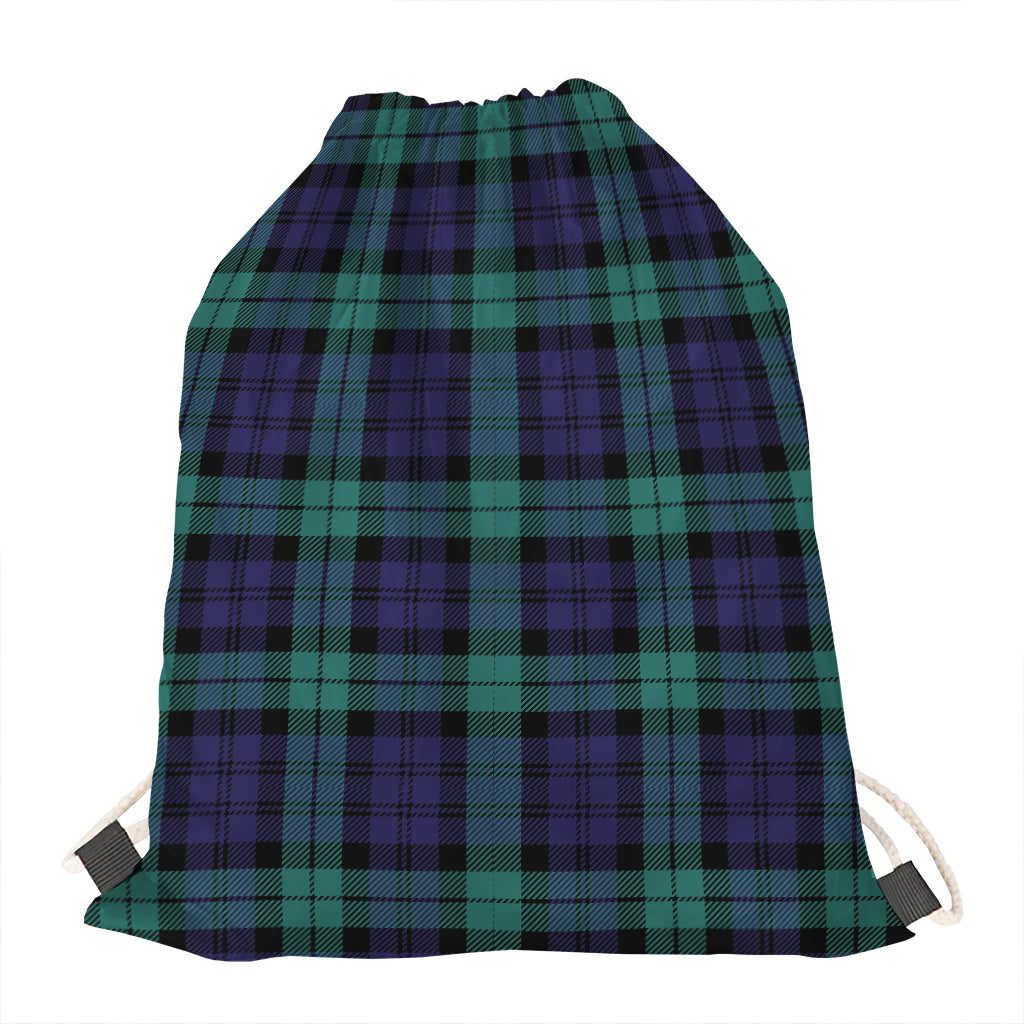 Black Watch Scottish Tartan Print Drawstring Bag