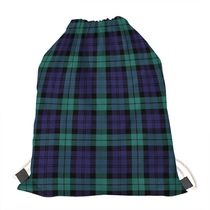 Black Watch Scottish Tartan Print Drawstring Bag