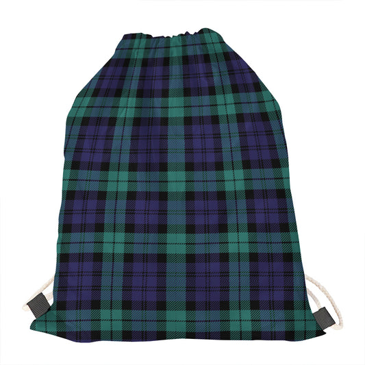 Black Watch Scottish Tartan Print Drawstring Bag