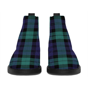 Black Watch Scottish Tartan Print Flat Ankle Boots