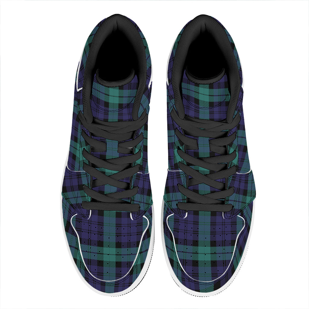 Black Watch Scottish Tartan Print High Top Leather Sneakers
