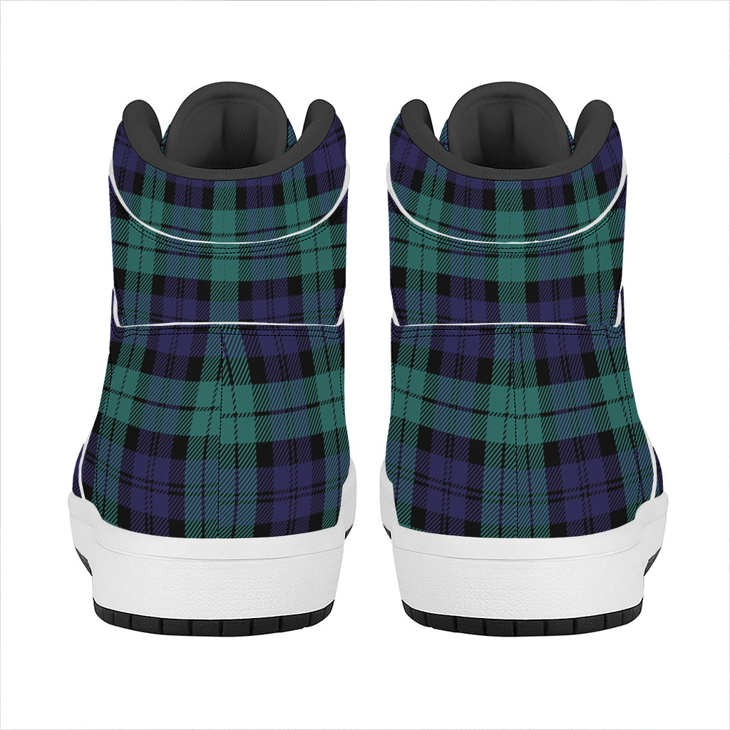 Black Watch Scottish Tartan Print High Top Leather Sneakers