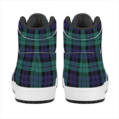 Black Watch Scottish Tartan Print High Top Leather Sneakers
