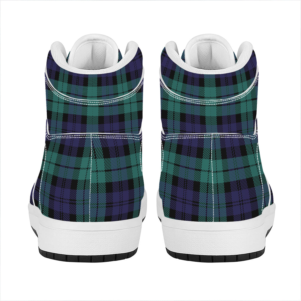 Black Watch Scottish Tartan Print High Top Leather Sneakers