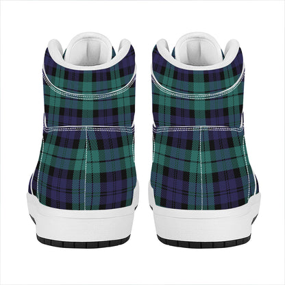 Black Watch Scottish Tartan Print High Top Leather Sneakers