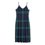 Black Watch Scottish Tartan Print Jersey Midi Cami Dress