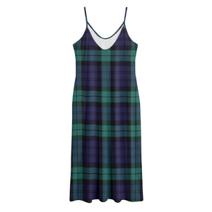 Black Watch Scottish Tartan Print Jersey Midi Cami Dress