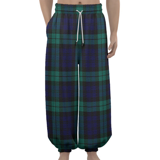 Black Watch Scottish Tartan Print Lantern Pants