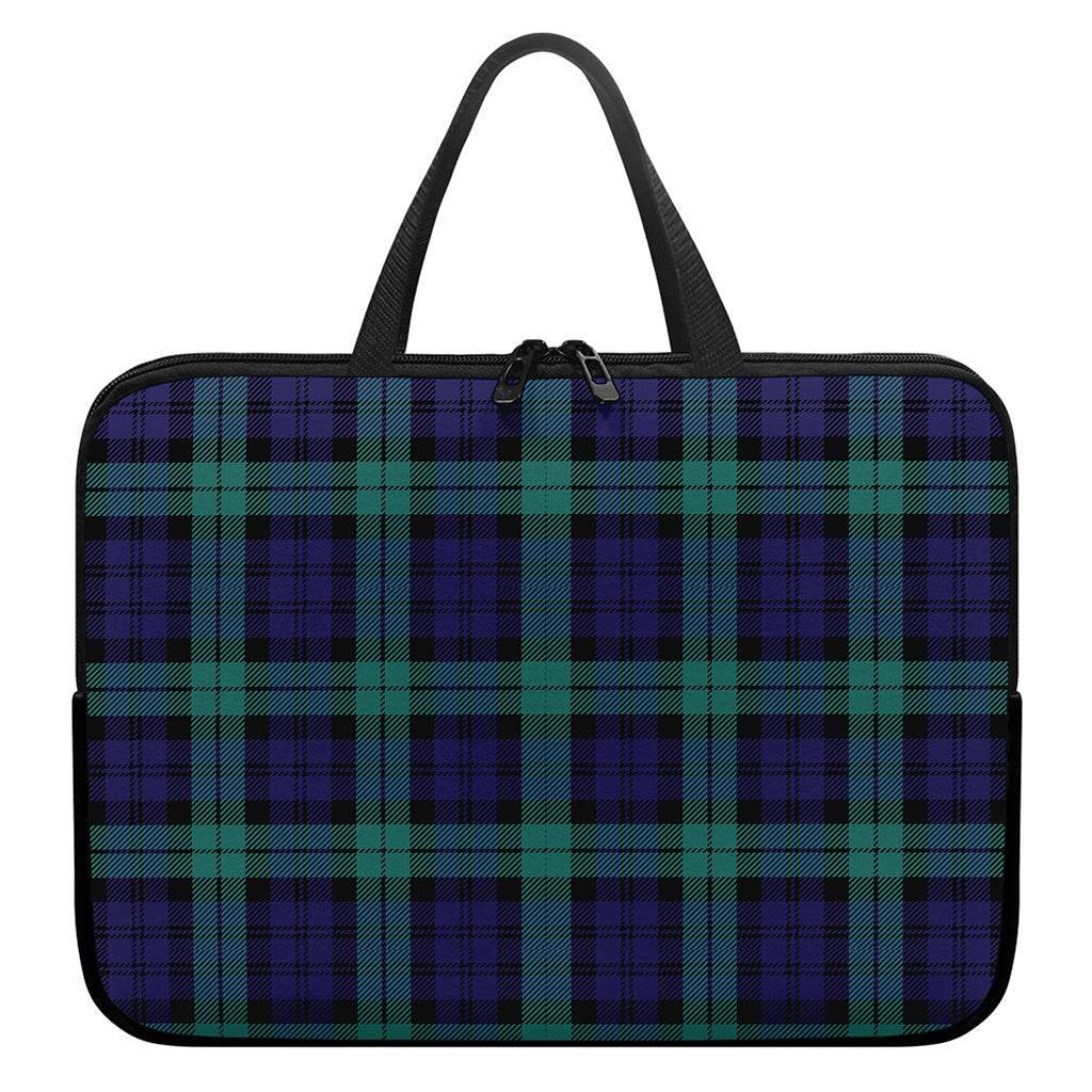 Black Watch Scottish Tartan Print Laptop Sleeve With Handle