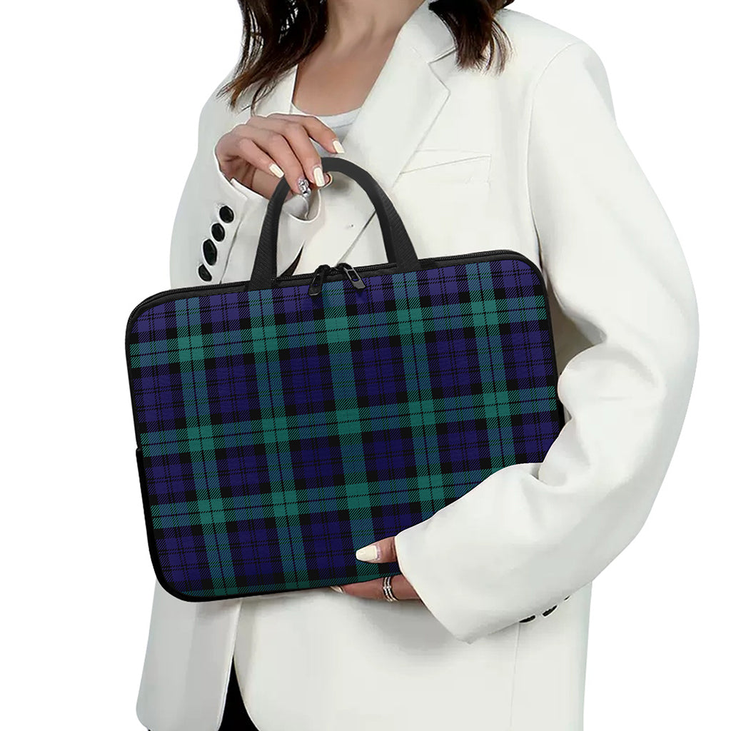 Black Watch Scottish Tartan Print Laptop Sleeve With Handle