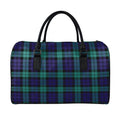 Black Watch Scottish Tartan Print Leather Duffel Bag