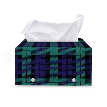 Black Watch Scottish Tartan Print Leather Tissue Box Cover