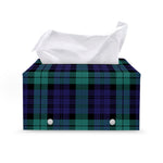Black Watch Scottish Tartan Print Leather Tissue Box Cover