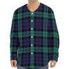 Black Watch Scottish Tartan Print Long Sleeve Baseball Jersey