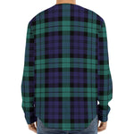 Black Watch Scottish Tartan Print Long Sleeve Baseball Jersey