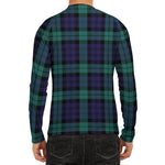 Black Watch Scottish Tartan Print Men's Long Sleeve Rash Guard