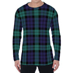 Black Watch Scottish Tartan Print Men's Long Sleeve T-Shirt