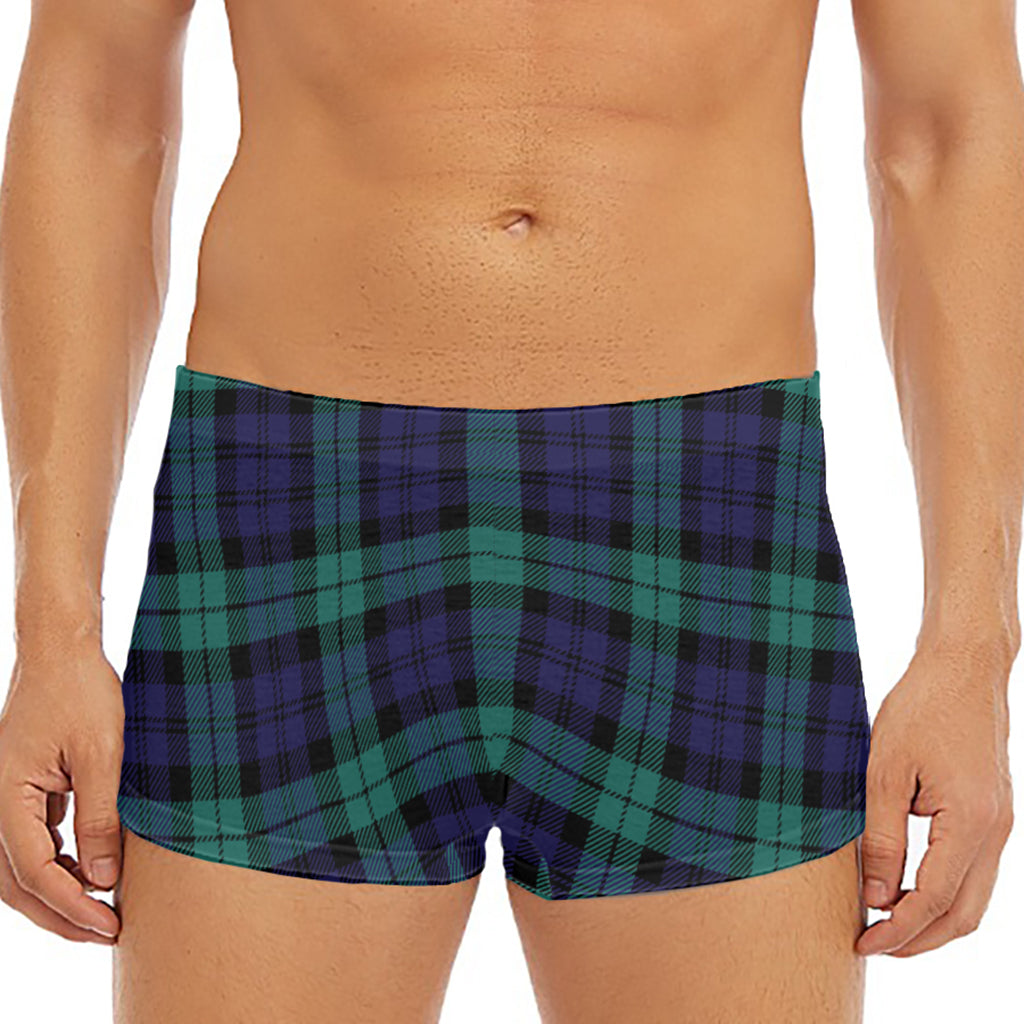 Black Watch Scottish Tartan Print Men's Short Boxer Briefs