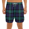 Black Watch Scottish Tartan Print Men's Split Running Shorts
