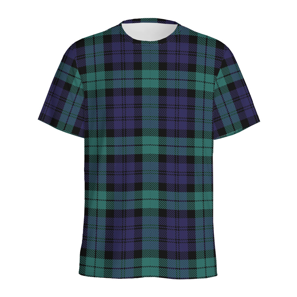 Black Watch Scottish Tartan Print Men's Sports T-Shirt
