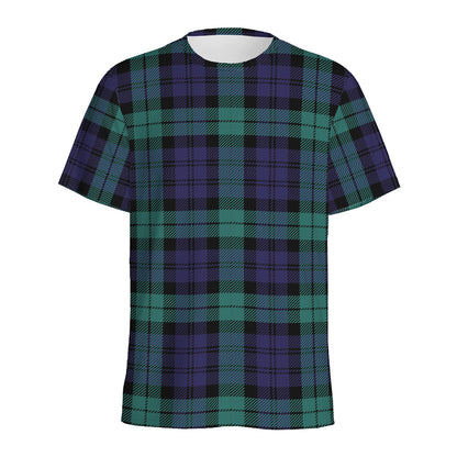 Black Watch Scottish Tartan Print Men's Sports T-Shirt