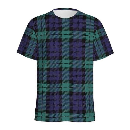 Black Watch Scottish Tartan Print Men's Sports T-Shirt