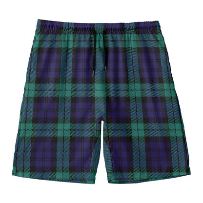 Black Watch Scottish Tartan Print Men's Swim Trunks